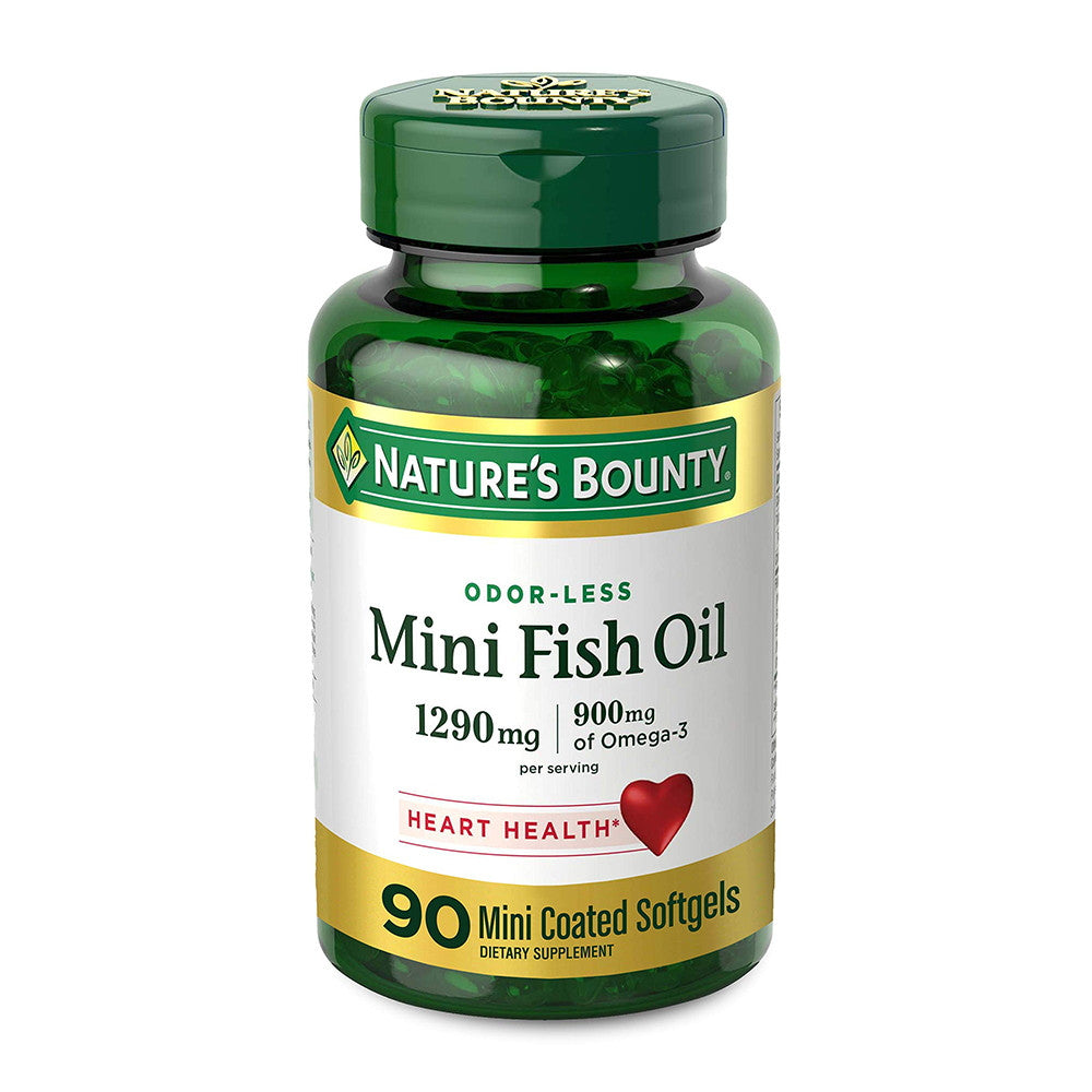 Nature's Bounty, Odor Less Mini Fish Oil Mini Coated Softgels, 90 Ea